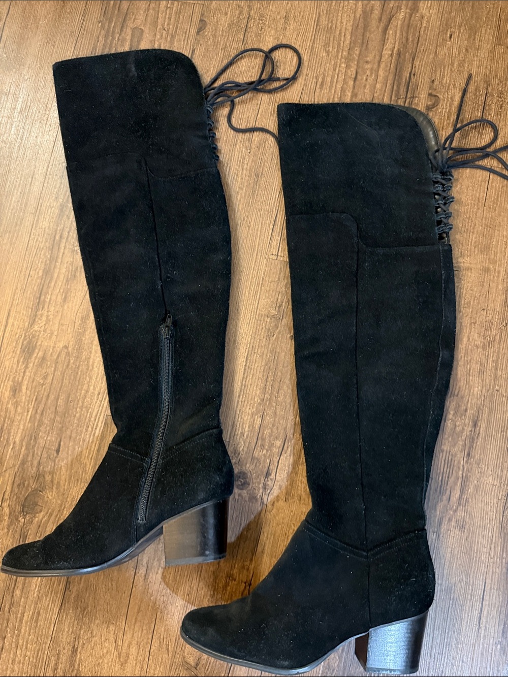 ALDO Genuine Suede Leather Over-the-Knee Boots | Black Block Heel | Classic & Ch